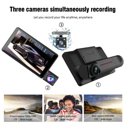 Camera auto OCVITEH ® C5 camera frontala + interior +marsarier display 4 inch full HD