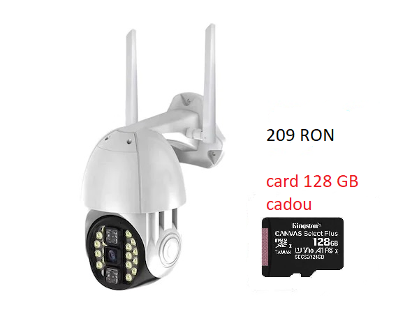 Chip Air conditioner siren Camera supraveghere dome IP wireless exterior full HD 1920 x 1080p  VITEVISION IP9086 V380 Pro cu auto tracking card 128 GB inclus - SMART  TECHEQUIP