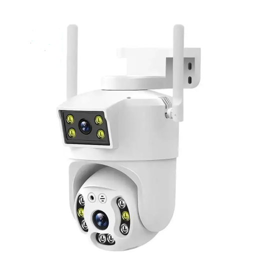 Camera supraveghere dome IP wireless exterior QW14 4 MP 2 lentile comunicare bidirectionala port RJ45