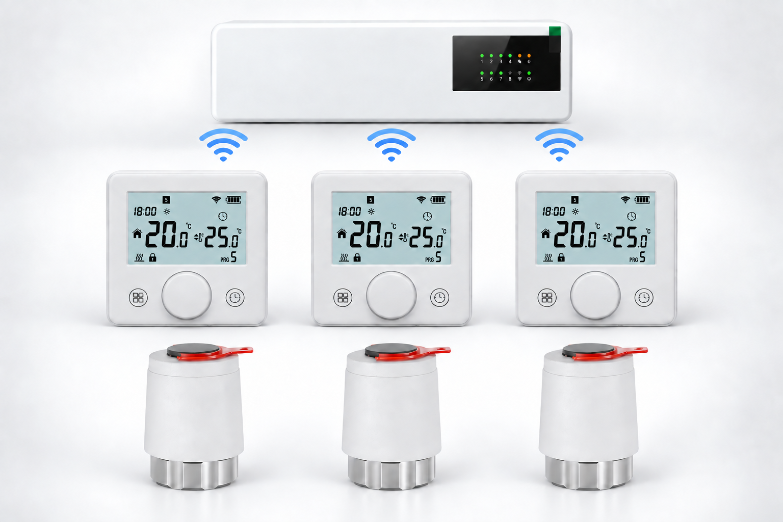 Sistem wireless OCVITEH automatizare încălzire în pardoseală  3 zone, OVT-SS03 control Smart Life/Tuya